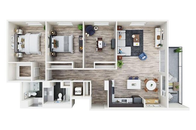 3 BED, 2 BATH A 0302 floor plan